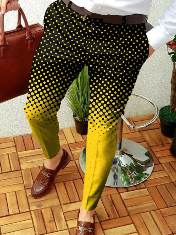 Męska eleganckie spodnie codzienne nadruk wzór geometryczny proste długie spodnie męska wiosna jesień moda uliczna odzież męska