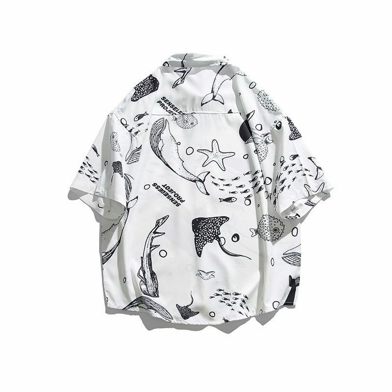 Chemise d'été en soie glacée fine pour hommes, ample, style japonais, tendance et polyvalente, style Hong Kong, grande taille, chemise extérieure pour hommes, Y2K, nouveau