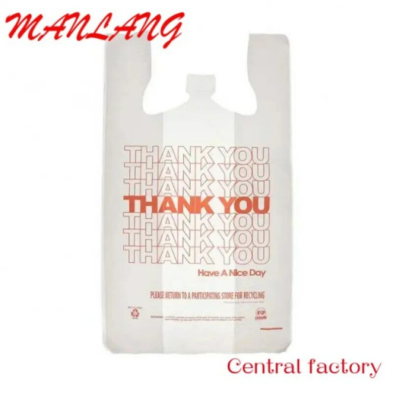 Custom  Hot Selling Custom Thank You Plastic Shopping Bags Vest Handle Grocery Bags Plastic Bags