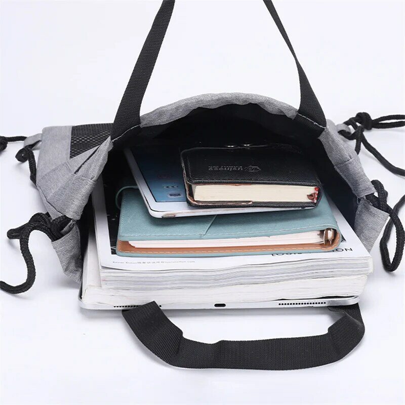 Bolsa de gimnasio con bolsillos, saco deportivo con asa Unisex, mochila con cordón, bolsas de playa de viaje ligeras para hombres y mujeres
