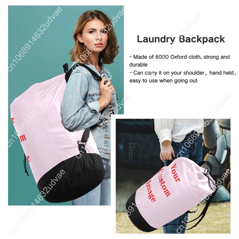 Large Nylon Laundry Bag Backpack Custom Pattern Wash Travel Storage Pouch Dirty Clothes Organizer Wash Drawstring Bag For Home