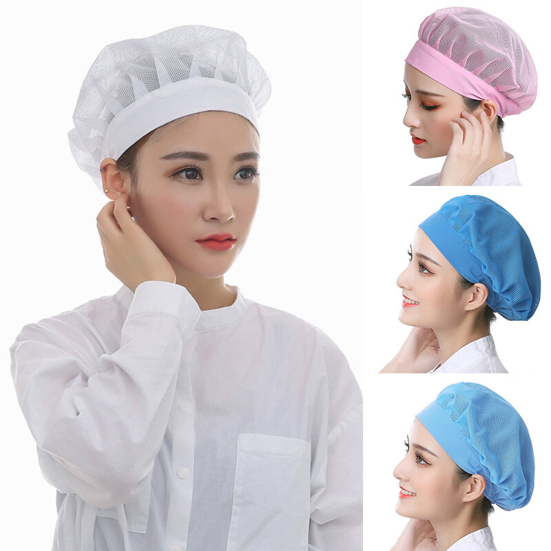 Eastic Breathable Mesh Working Hats Restaurant Hotel Bakery Chef Uniform Hat Man Women Waiter Work Wear Dustproof Cap Supplies