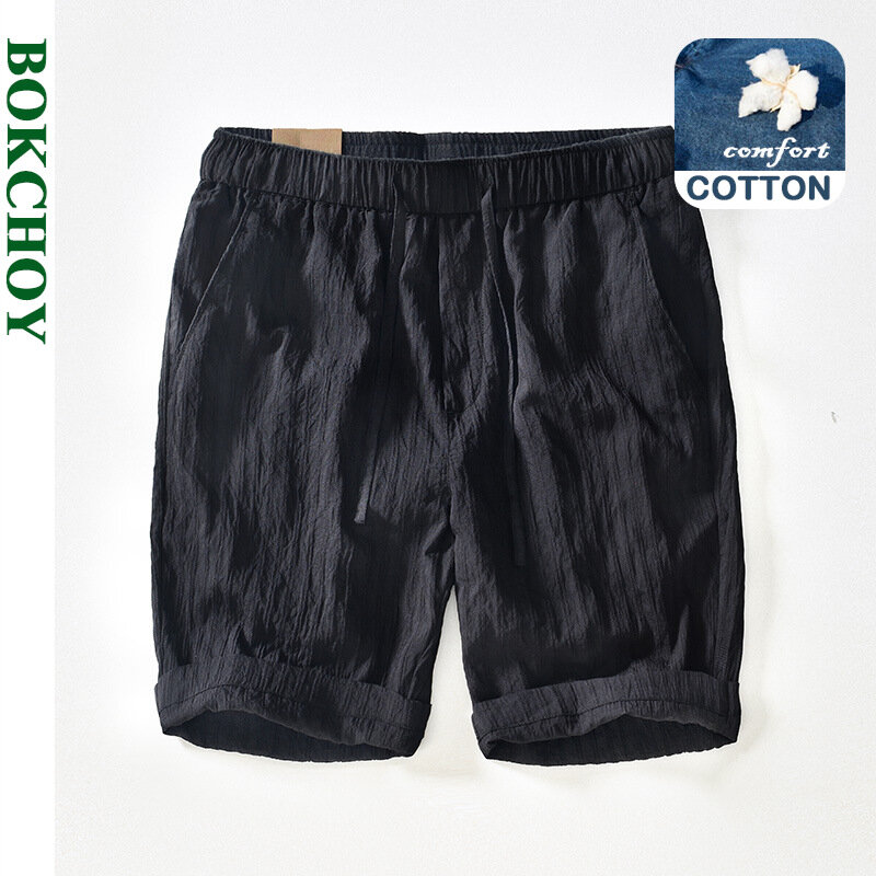 Pantalones cortos informales rectos para hombre, ropa de cintura elástica con cordón, holgados hasta la rodilla, BL8242, novedad de verano, 2024