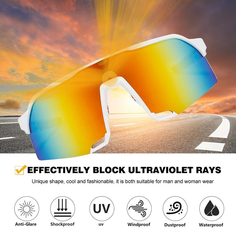 Kacamata bersepeda UV400, untuk berkendara MTB lensa terpolarisasi pria wanita tahan angin sepeda olahraga luar ruangan