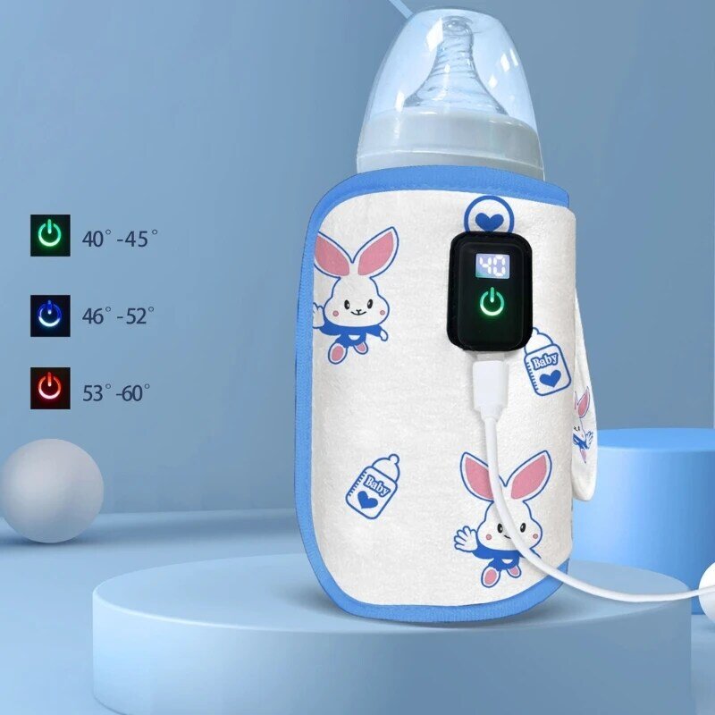 Sacos aquecedores leite USB para viagem, protetor calor água, display digital, aquecedor mamadeira