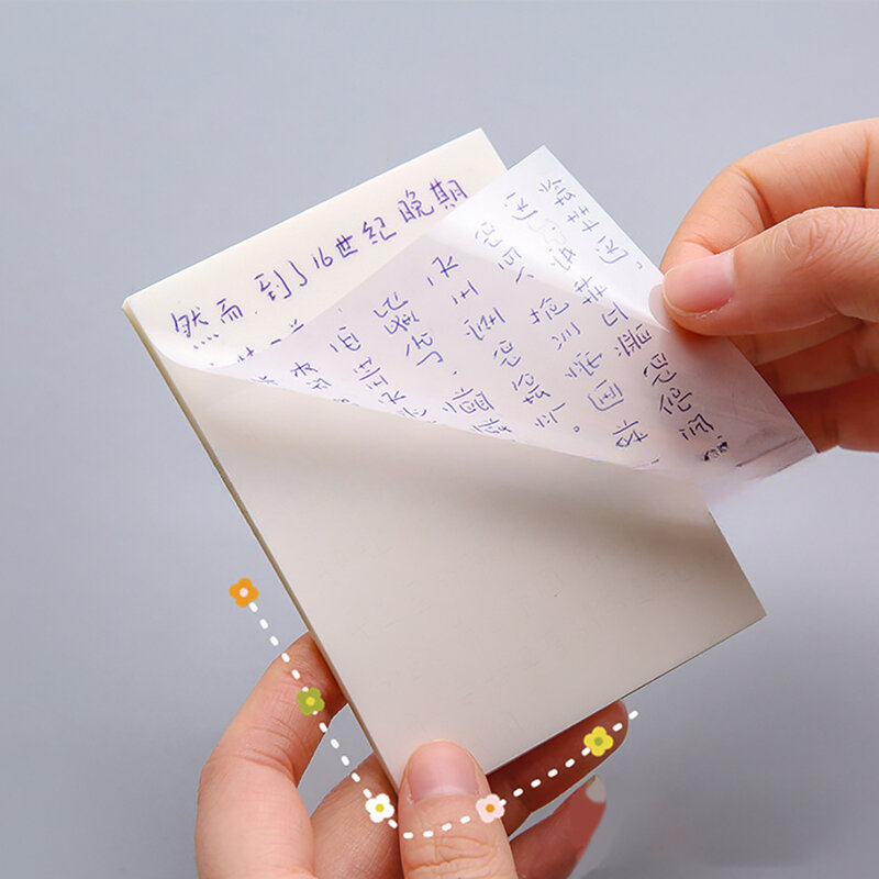 50 folhas pet transparente memo notas pegajosas colorido não-obscurecendo marca impermeável adesivos papelaria