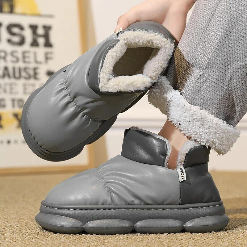 Bota de tornozelo de neve de pelúcia curta masculina, sapato de algodão casual plano, manter plataforma aquecida, ao ar livre, moda inverno, novo, 2023