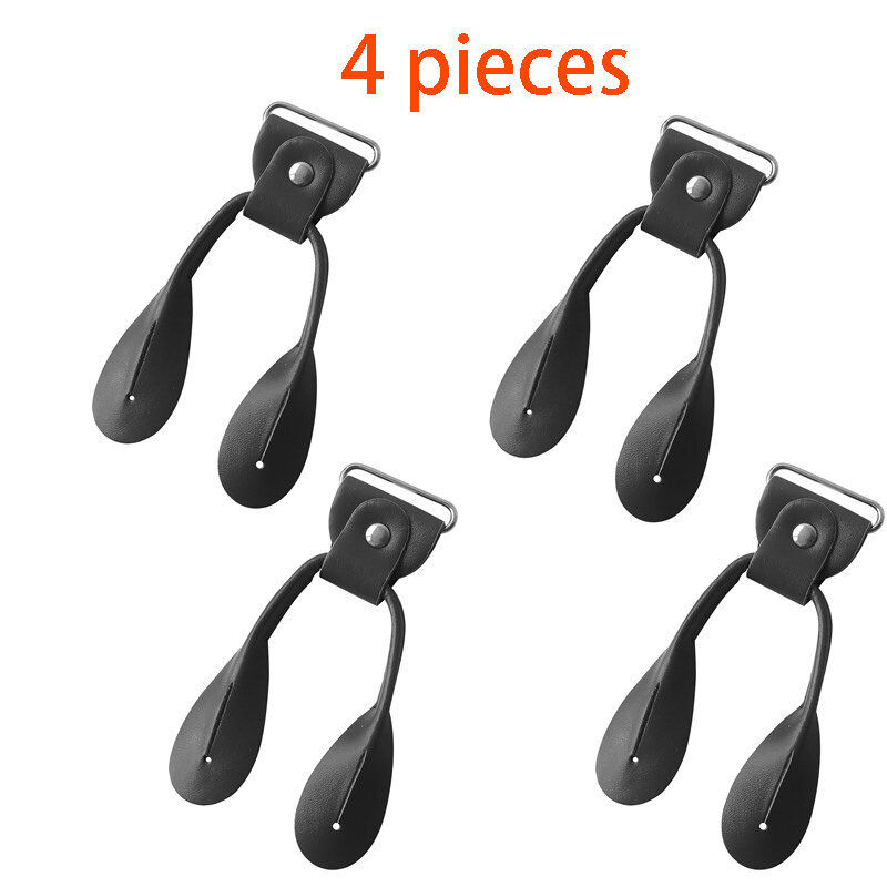 4pcs/lot Black Brown PU Leather Suspender Clips Button Suspenders Ends For Replacement