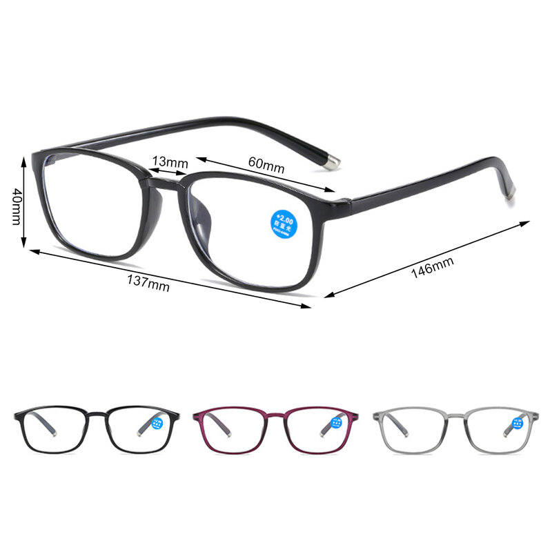 نظارات القراءة الرجعية للرجال والنساء ، إطار القطع الناقص ، عدسة HD ، مكافحة الضوء الأزرق ، نظارات قصر النظر الشيخوخي ، الديوبتر زائد 1.0 ، زائد 3.0