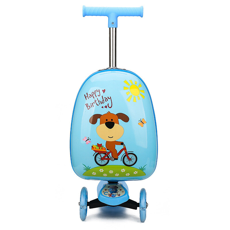 New cute skateboard suitcase scooter children's trolley luggage box 16 " boys and girls lovely carry-on bag student travel case
