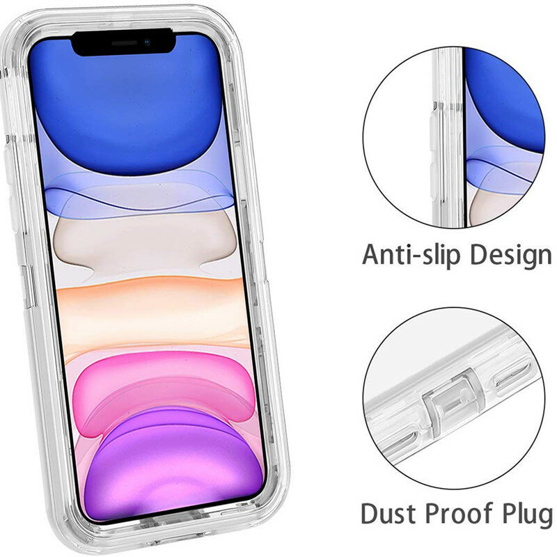Coque de téléphone transparente antichoc pour iPhone, coque de téléphone unie brillante pour iPhone 15, 14, 13, 12, 11 Pro Max, Poly XS, 6S, 7, 8 Plus, violet clair, gris
