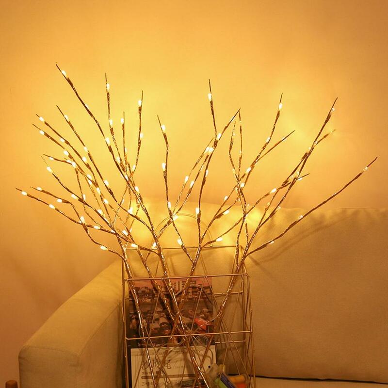 Lampe LED en Forme de Branche de Saule Réaliste, Veilleuse à Piles avec Plante Artificielle, Décoration de Bureau Améliorée