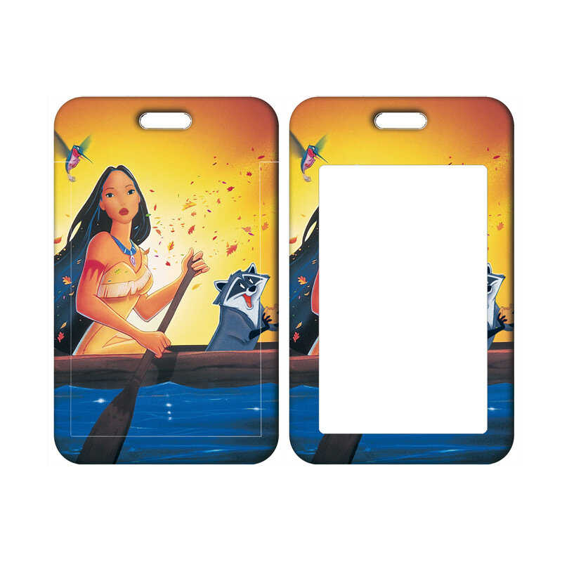 Disney-Pocahontas Neck Strap Lanyards, chaveiro, titular do crachá, cartão de identificação, Pass Hang Rope, Yoyo Lanyard para chaveiros, clipe retrátil