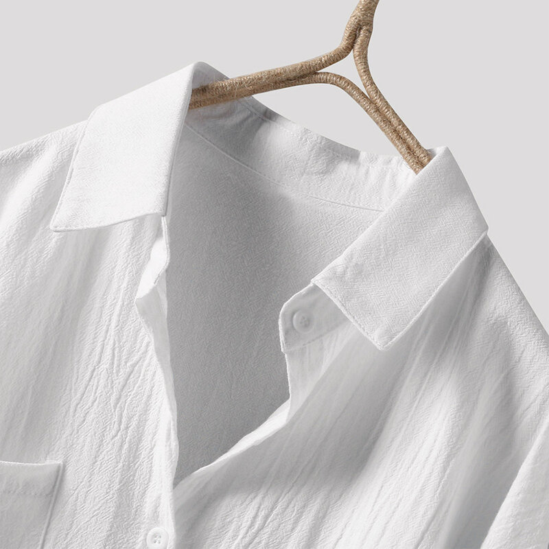 Camisa de linho de algodão extragrande feminina, blusa solta, tops, botão lapela, camisa retrô, saia monocromática, plus size, outono