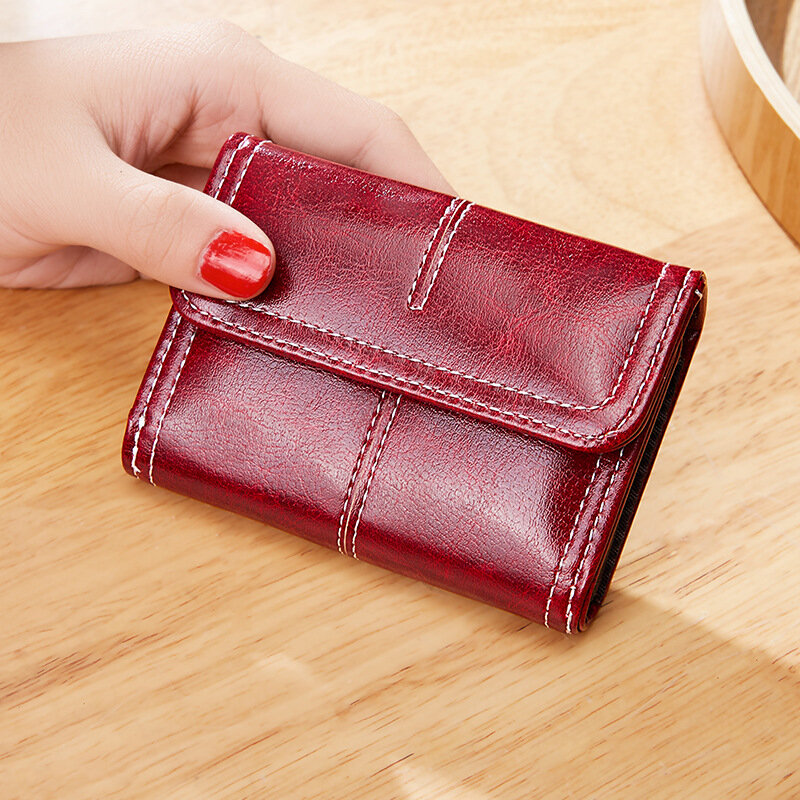 Women Short Small Wallets Card Holder Girl ID Bag Card Holder Coin Purse Ladies Wallets Hasp Solid Multi-Cards Coin Purse