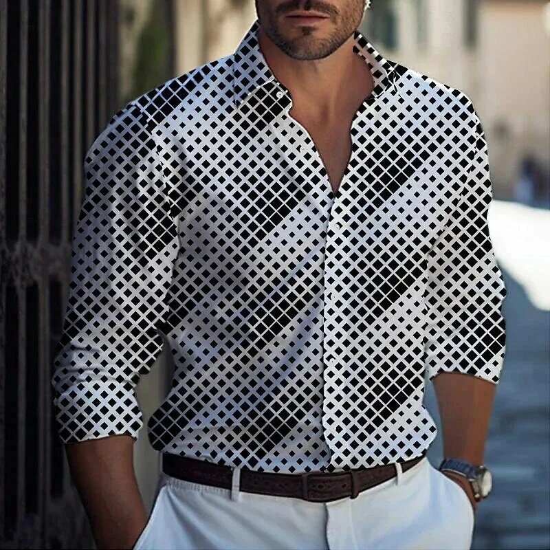 Camicie da uomo alla moda Casual Office Fashion Casual comodo elastico morbido leggero risvolto top da uomo nuovo Plus Size 2024