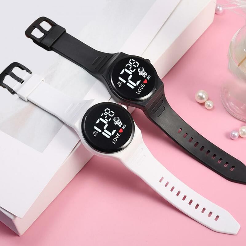 Jam tangan silikon jam tangan desain ergonomis jam tangan elektronik Led dapat disesuaikan pola manusia luar angkasa silikon lembut untuk pria