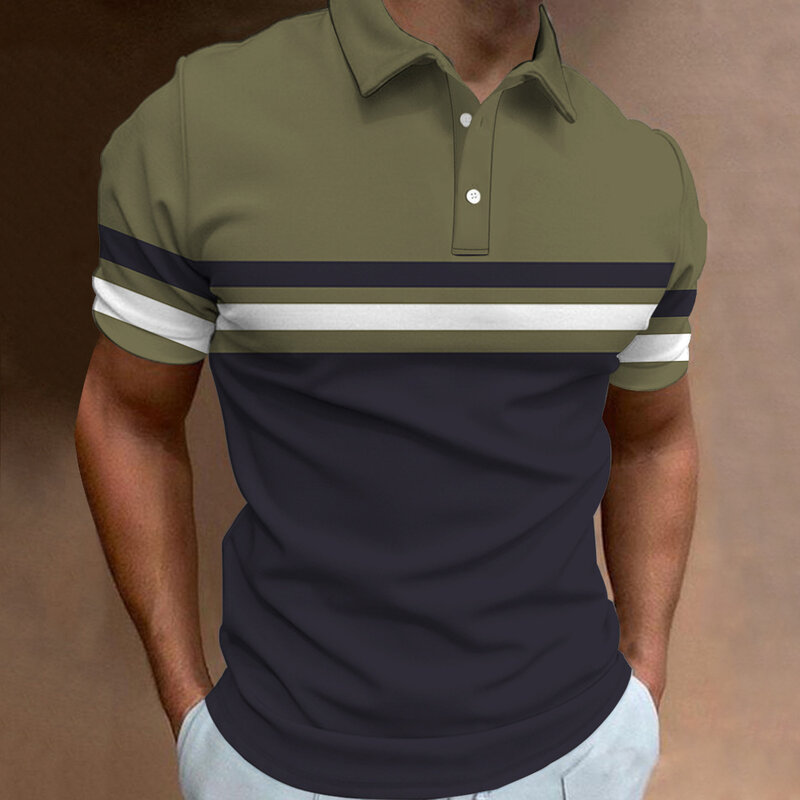Nowa biznesowa koszulka z krótkim rękawem w kratę męska koszulka Polo z siatką oddychająca z klapą Top na co dzień koszulka letnia męska koszulka