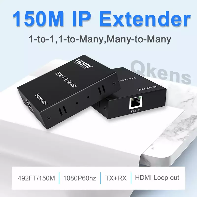 150M IP HDMI Extender lebih dari Rj45 Cat5e Cat6 kabel 1080P HDMI Ethernet pemancar Video dan penerima Splitter dengan saklar jaringan