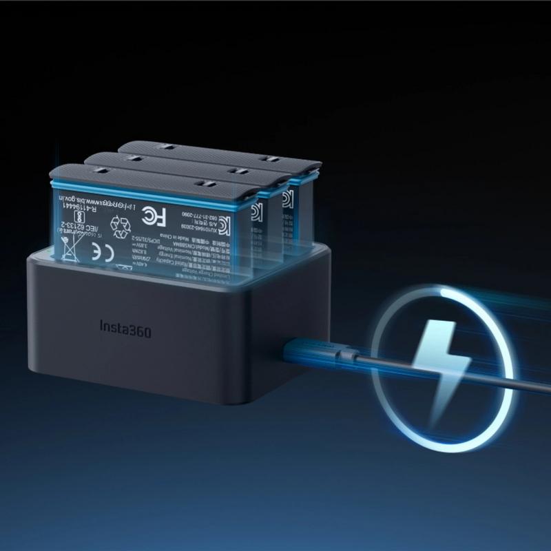 Insta360-Boîtier de chargeur de batterie 2290mAh, charge rapide, hub, 3 emplacements pour Insta 360