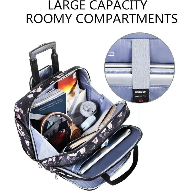 RFID 포켓이 있는 서류 가방, 여행용 서류 가방, 비즈니스 및 여성용, 최대 15.6 인치 노트북, 발수성 롤링 컴퓨터 가방