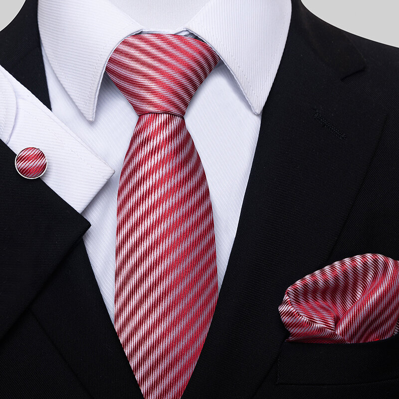 Classico più nuovo design 65 colori cravatta fazzoletto da taschino quadrati gemello Set papillon scatola cravatta a strisce festa formale