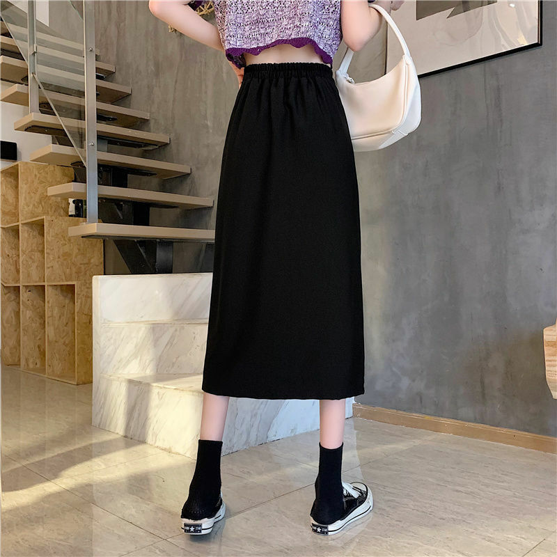 Женская Асимметричная юбка-трапеция, юбка средней длины с высокой талией и разрезом, облегающая бедра, лето 2024