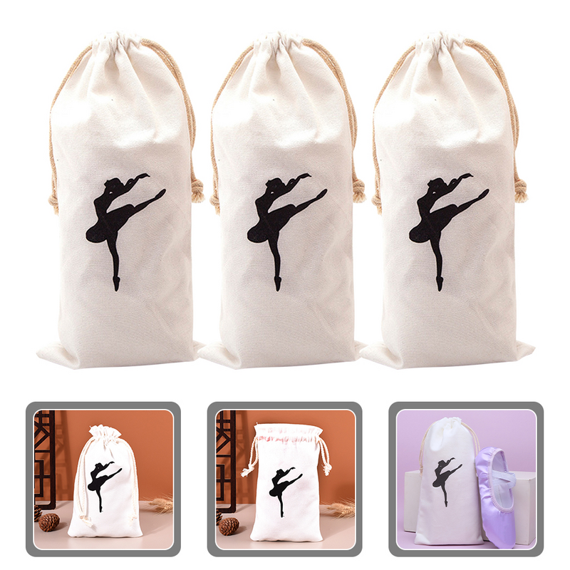 3 Pcs Dance Shoe Bag Ballet Shoes for Women Totebags Drawstring Storage Point Washable