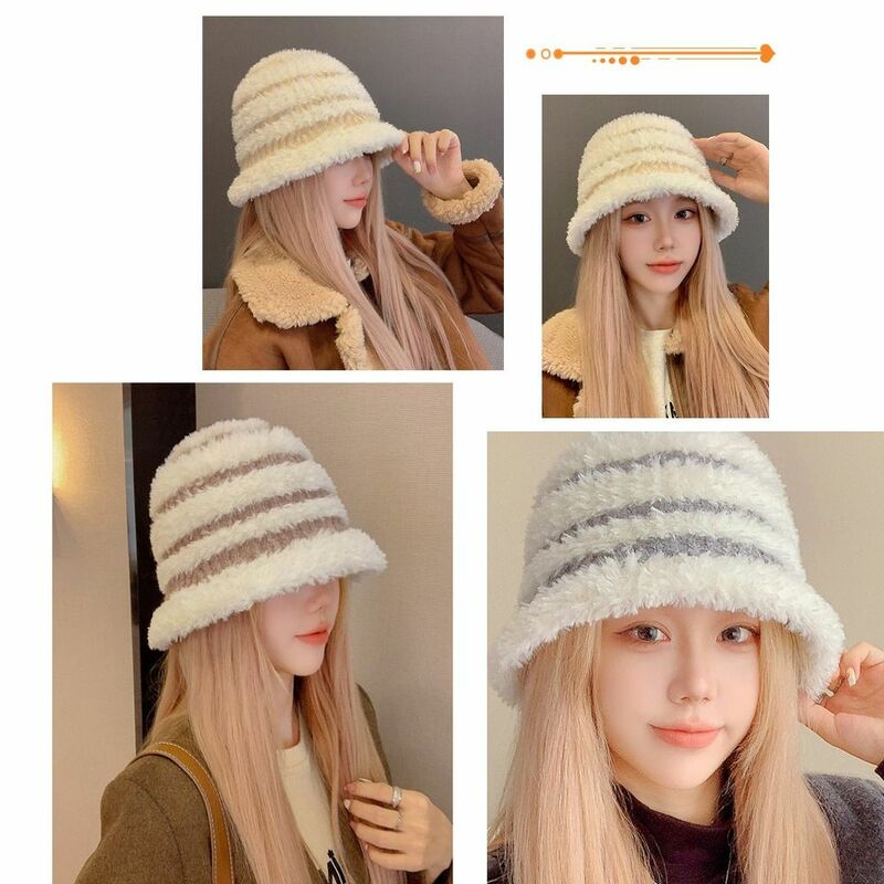 Cold-proof Autumn Winter Plush Hat Thicken Fashion Bucket Hat Warm Beanie Fisherman Hat Women Lady Girl