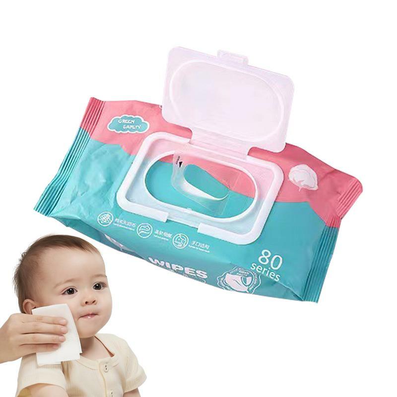 Hand Wipes For Kids 80pcs Mouth Hand Cleaning Toddler Water Wipes Purified Water Wipes Wet Pads Skin-Friendly For Road Trip