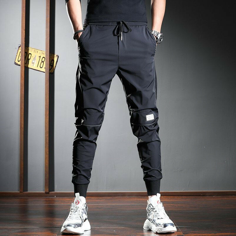 Pantalon décontracté Harajuku à taille élastique pour homme, pantalon de sport, jambe conique FJG, utilisé pour l'exercice, idéal pour le printemps et l'été, 03