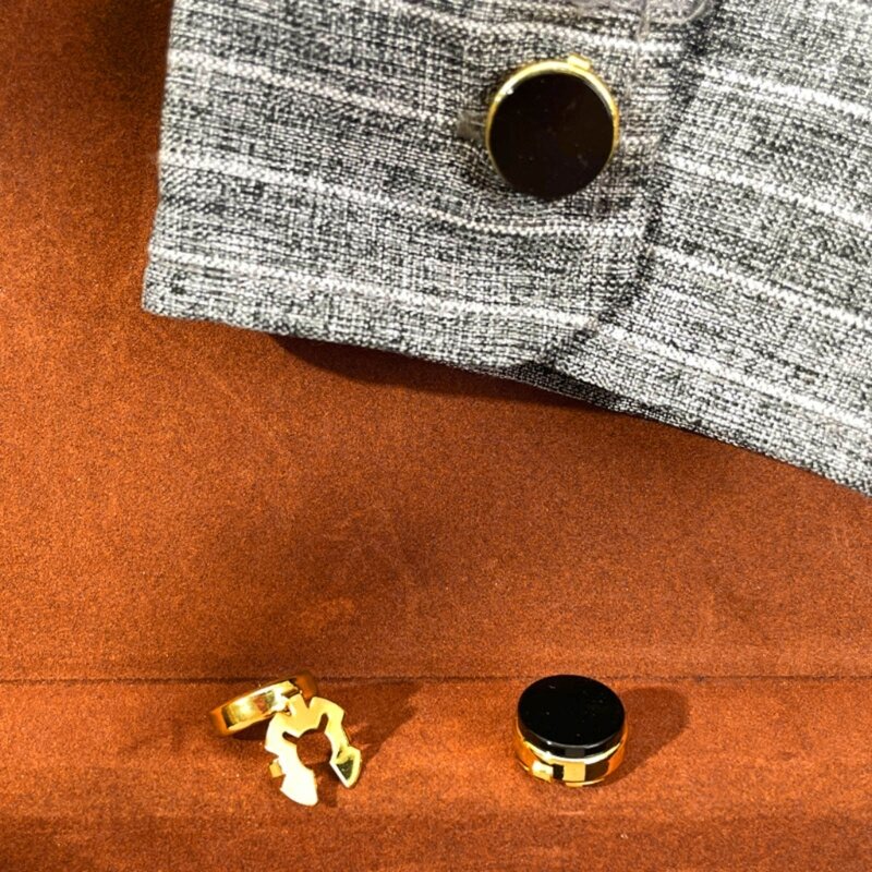 10 pçs botão bronze cobre abotoaduras cor ouro redondo botão punho capa conjunto para reuniões uso diário 264e