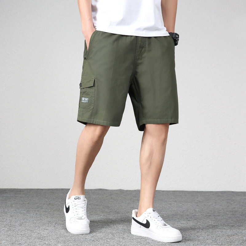 Multi bolsos carga Shorts dos homens, ao ar livre Drawstring algodão tático Shorts, leve Shorts de caminhada militar, masculino