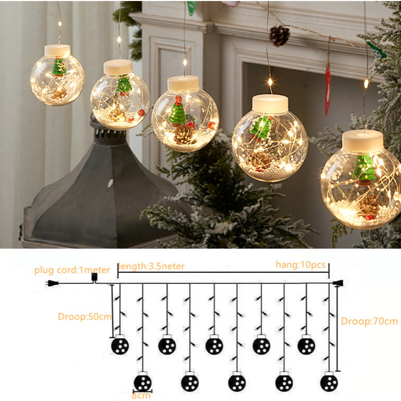 عيد الميلاد الرغبات الكرة 8 وسائط وامض LED ستار مصابيح سلسلة السنة الجديدة عيد الميلاد نافيداد ديكور عيد الميلاد الديكور للمنزل 2022