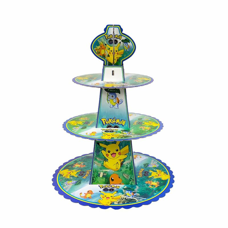 Pokémon Cartoon Paper Cake Stand, Bonito Anime Toy Figure, Pikachu Sobremesa Stand, Birthday Party, Natal, Decoração de casa, 1Pc