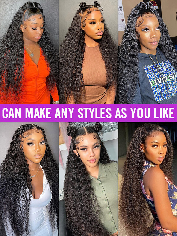 40 Inch Curly 13x4 Lace Front Human Hair Wig Brazilian Wigs For Women Deep Wave 13x6 HD Lace Frontal Wig Human Hair Pre Plucked