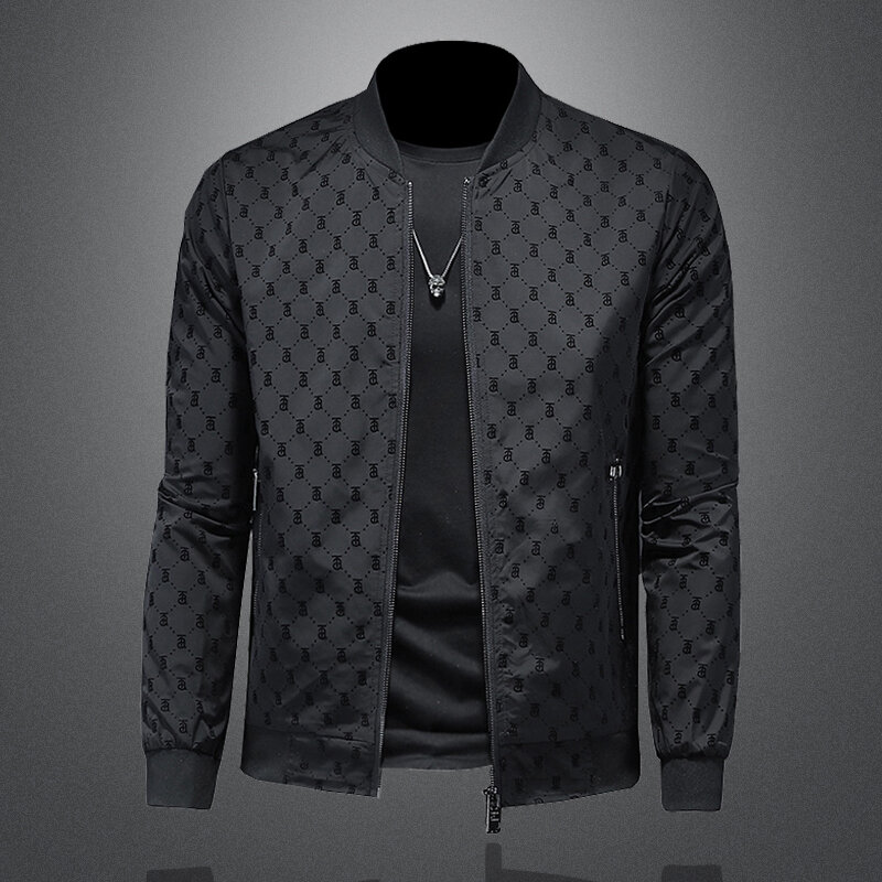 New high-quality men's black jacket, personalized and fashionable, unique designer slim fit jacket trendy brand  coats