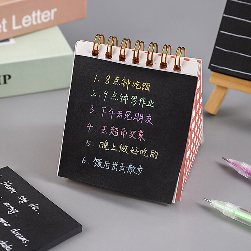 50 lembar kreatif hitam minimalis catatan tempel pesan dan kertas catatan warna Solid buku catatan