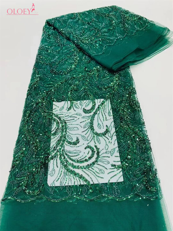 2024 модная французская вышивка из бисера, кружевная ткань в африканском стиле с блестками, кружевная ткань для свадебного платья