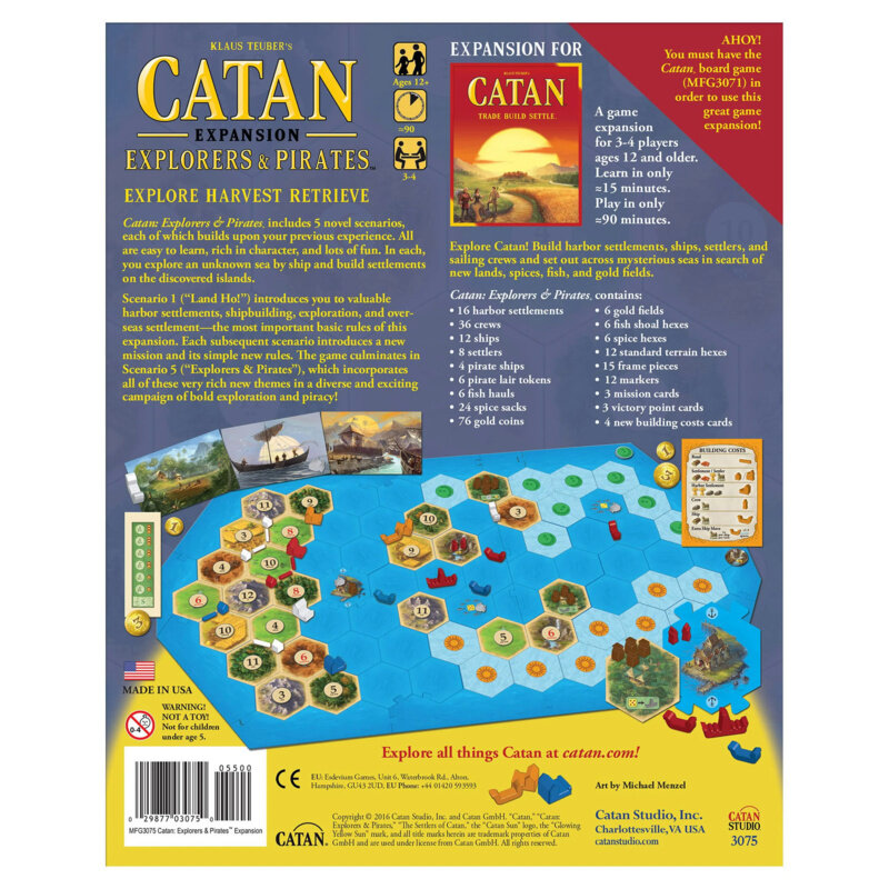 Catan: juego de mesa de estrategia de expansión de explorador y piratas para mayores de 12 años, de Asmodee