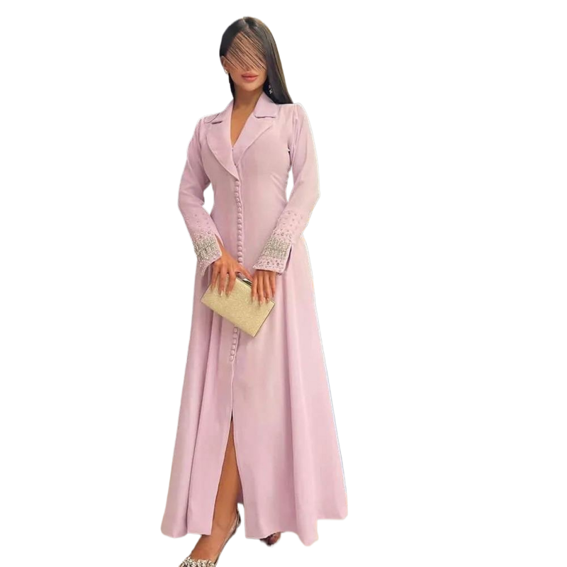 A-Linie V-Ausschnitt Ballkleid Langarm Abendkleid mit knöchel langen Frauen Hochzeits feier formelle Kleider Arabien