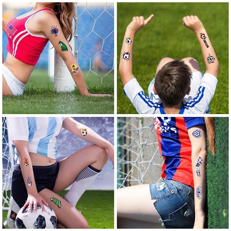 10 Stück temporäre Tattoos für Kinder Fußball Fußball Fan gefälschte Tattoo Aufkleber temporäre Tattoo Aufkleber Ärmel wasserdicht Mann Kind