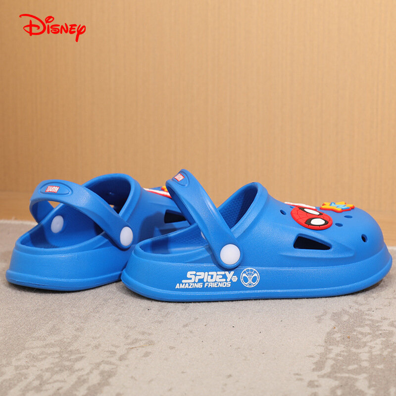 Детские сандалии Disney, тапочки для мальчиков с мультяшным человек-пауком, мягкая подошва, домашняя обувь, Нескользящие Водонепроницаемые босоножки