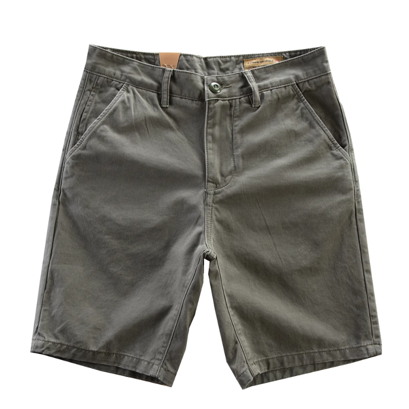 Shorts americanos de sarja retrô para homens, 100% algodão, lavado, pesado, casual, reto, calças de cinco pontos, verão, novo, 2024