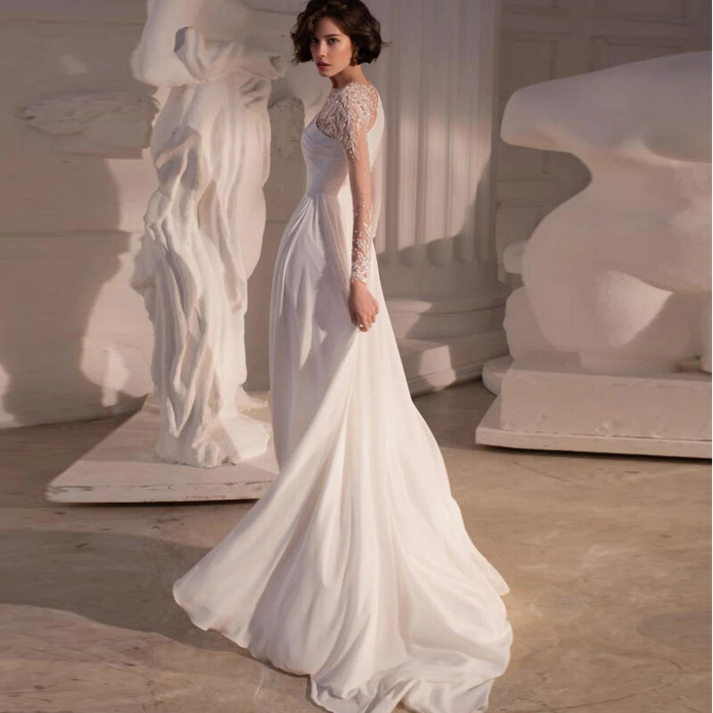 Женское свадебное платье без бретелек, с длинным рукавом и блестками