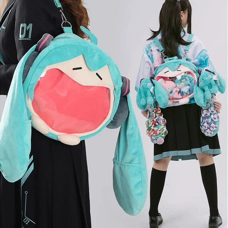 Hatsune Miku Itabag Vocaloid Anime oficial, Cosplay Ita, mochila de felpa, bolsa de bricolaje, estudiante escolar, bolso de hombro de terciopelo para hombres, mujeres