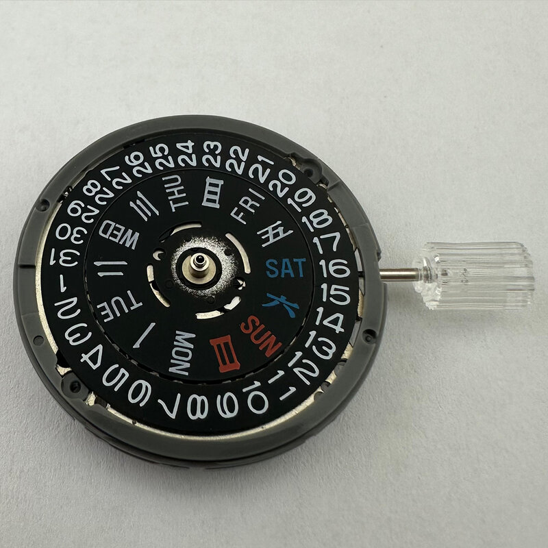 Nh36a mechanisches Uhrwerk hochpräziser schwarzer Kalender in chinesischen und englischen 3-Uhr-Kronenuhrwerk Ersatzteilen