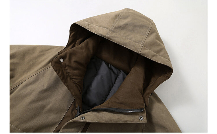 Mantel bertudung untuk pria, mantel gemuk musim dingin kasual bertudung ukuran Plus 160kg 9xl 10xl, mantel Splice warna putih hangat dan tebal untuk pria