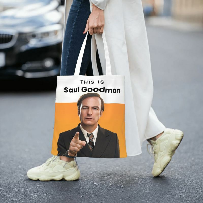 Funny Printed Better Call Saul Saul Goodman Tote Shopping Bags Washable Canvas Shoulder Shopper Handbag