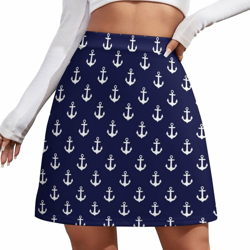 Mini-saia feminina com padrão de âncora náutica, roupas estilo coreano, roupas femininas, verão, novo, 2023